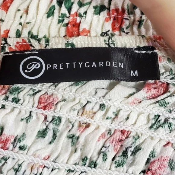 Pretty Garden Womens Smocked Floral Cottagecore Midi Dress Size M Whimsical - Picture 4 of 10